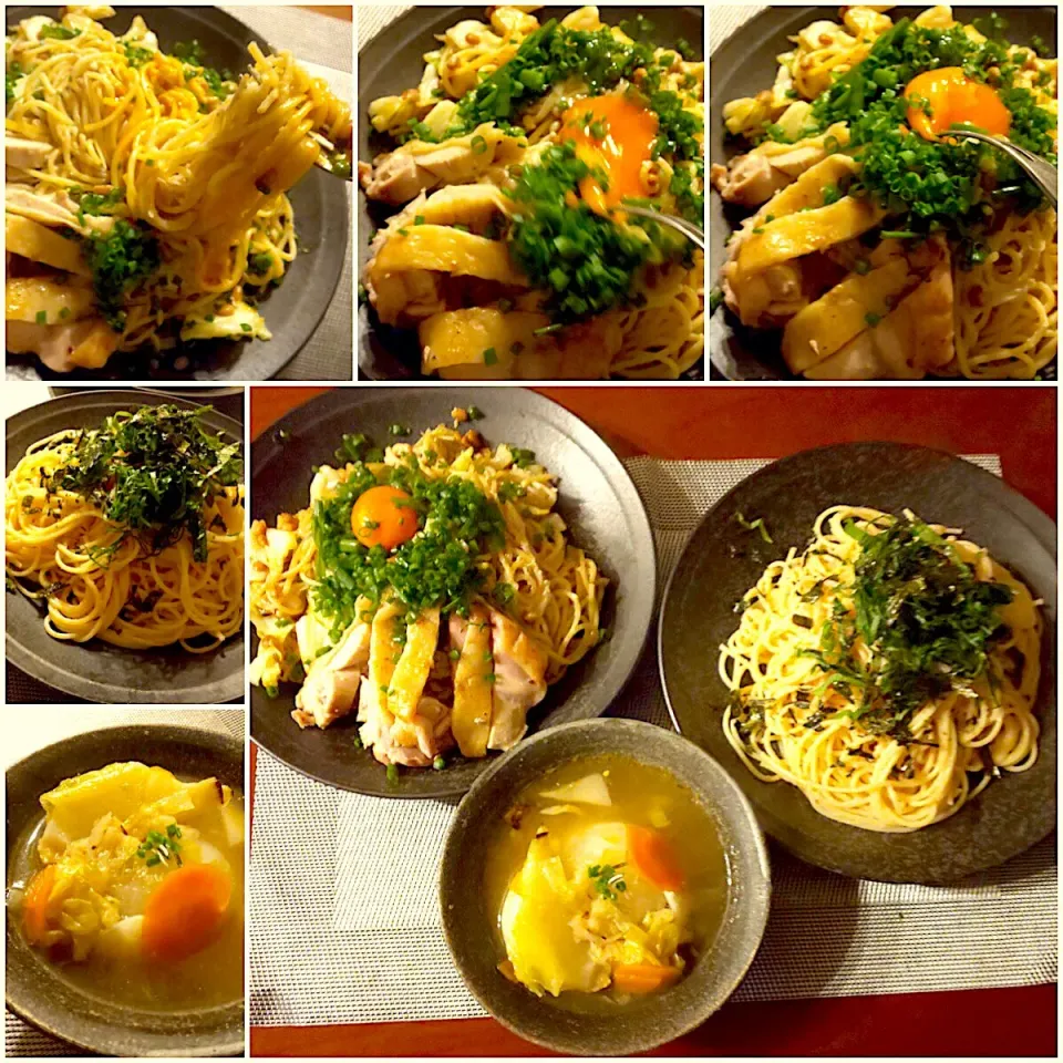 Today's Dinner🍴2種のﾊﾟｽﾀ<豆乳たらこﾊﾞﾀｰ･納豆ﾊﾟｽﾀ>･新玉ﾈｷﾞｽｰﾌﾟ|🌈Ami🍻さん
