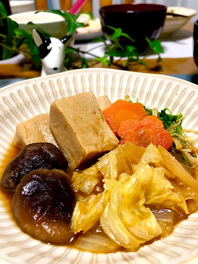 Snapdishの料理写真:高野豆腐と野菜の味噌煮|くっきいママさん