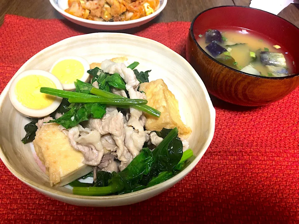 厚揚げと豚肉とほうれん草の煮物|みよっしーさん