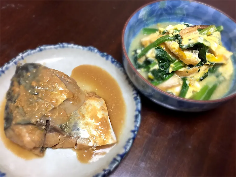 黒糖しょうがドリンクをベースにした
鯖の味噌煮

ほうれん草の卵とじ|まるちゃんさん