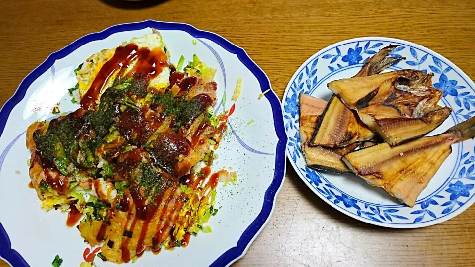 エビ入りねぎ焼き、ホッケ|Akiko Nakamotoさん