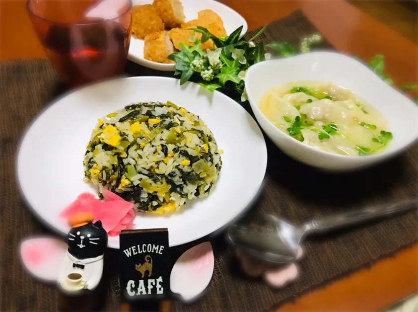 高菜の炒飯とワンタンスープ╰(*´︶`*)╯♡|バシュランさん