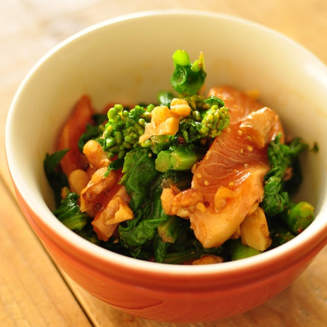 かな姐さんのサーモンと菜の花のくるみ醤油和えレシピブログrecipeblog レシピブログ Snapdish スナップディッシュ Id 5sgt8a