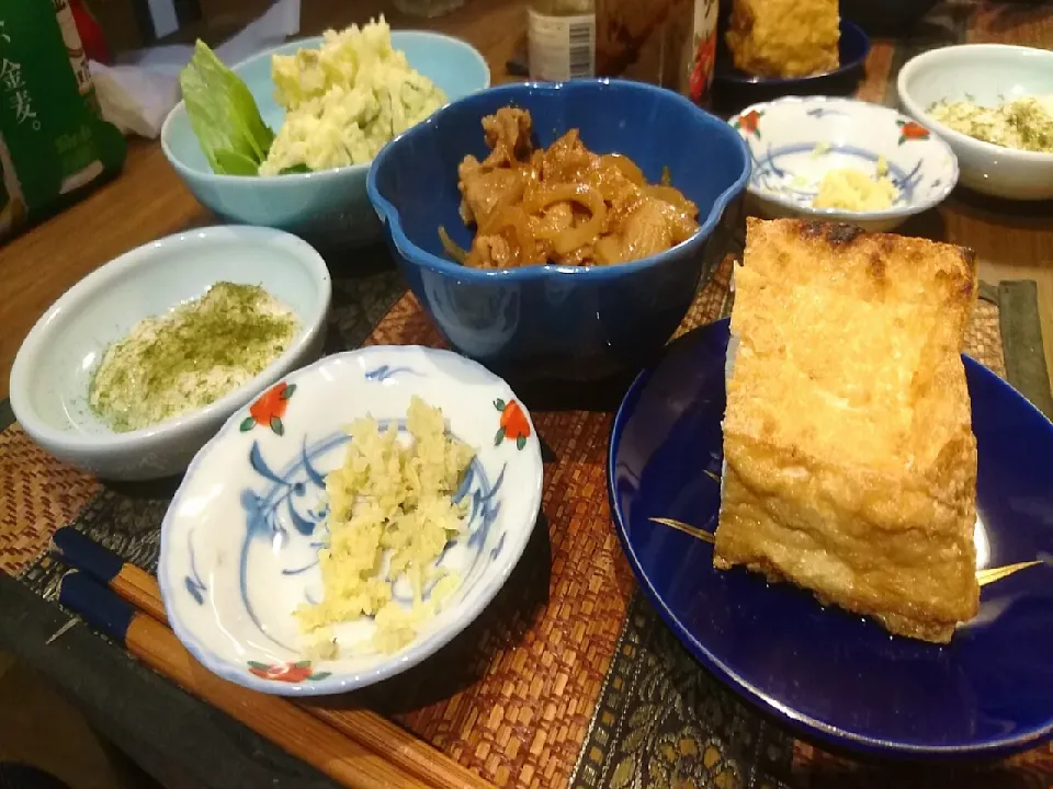 ポテトサラダ&味噌豚&厚揚げ|まぐろさん