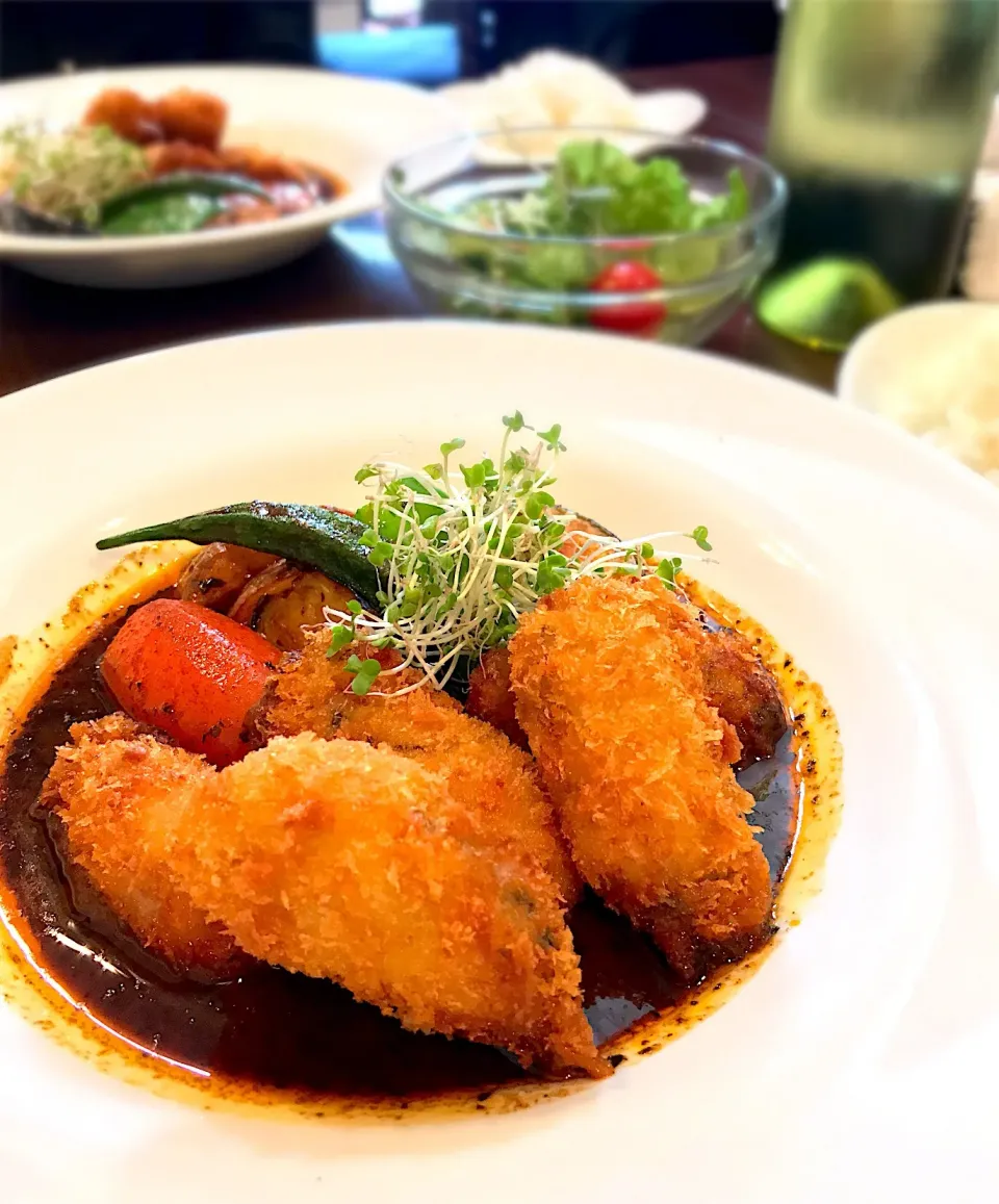 昼ごはん  カキフライのスープカレー|砂雪さん