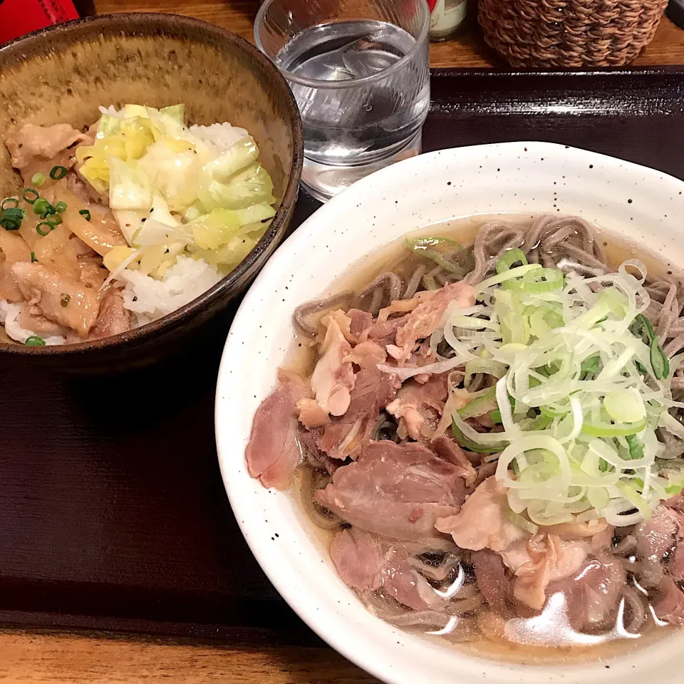 豚バラ味噌焼丼と肉そば冷のセット@河北や(神田)|塩豚骨さん