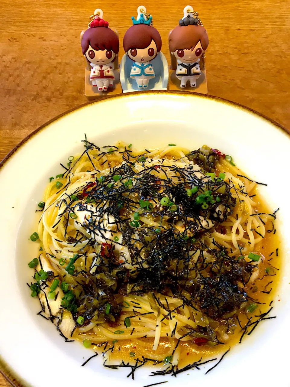 Snapdishの料理写真:高菜と鶏肉のピリ辛パスタ❤️💙🖤鎌倉パスタ|なぎさん