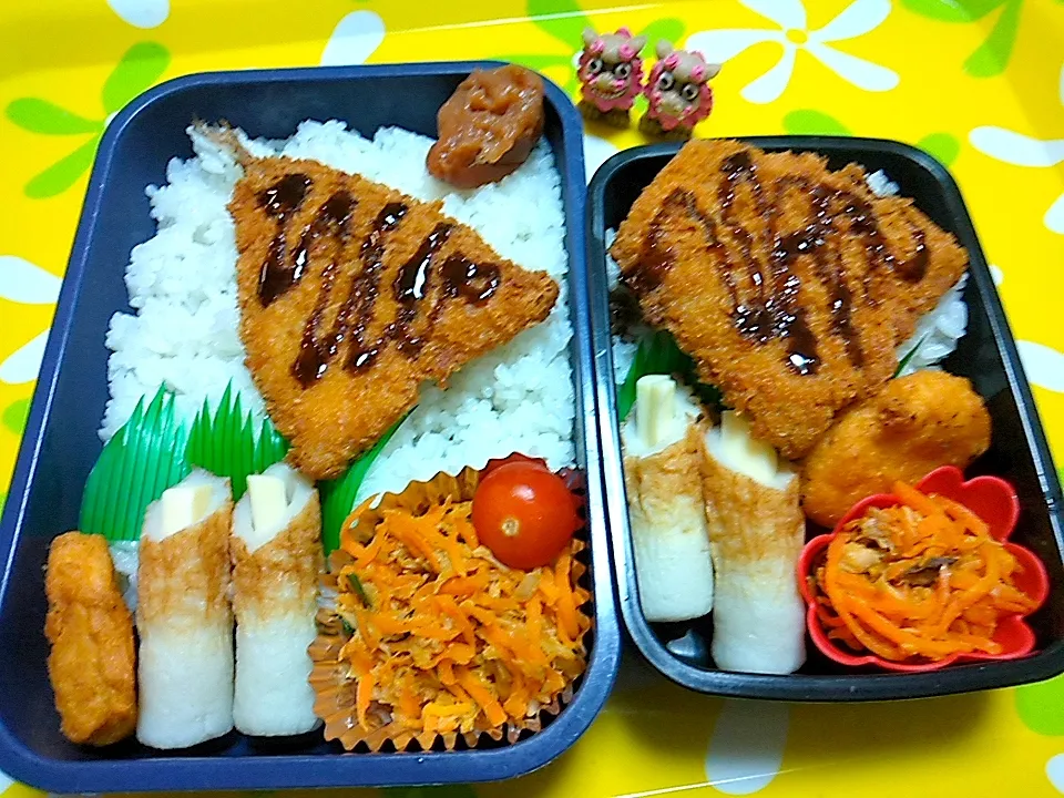 Snapdishの料理写真:夫の弁当、娘の弁当|みどりさん