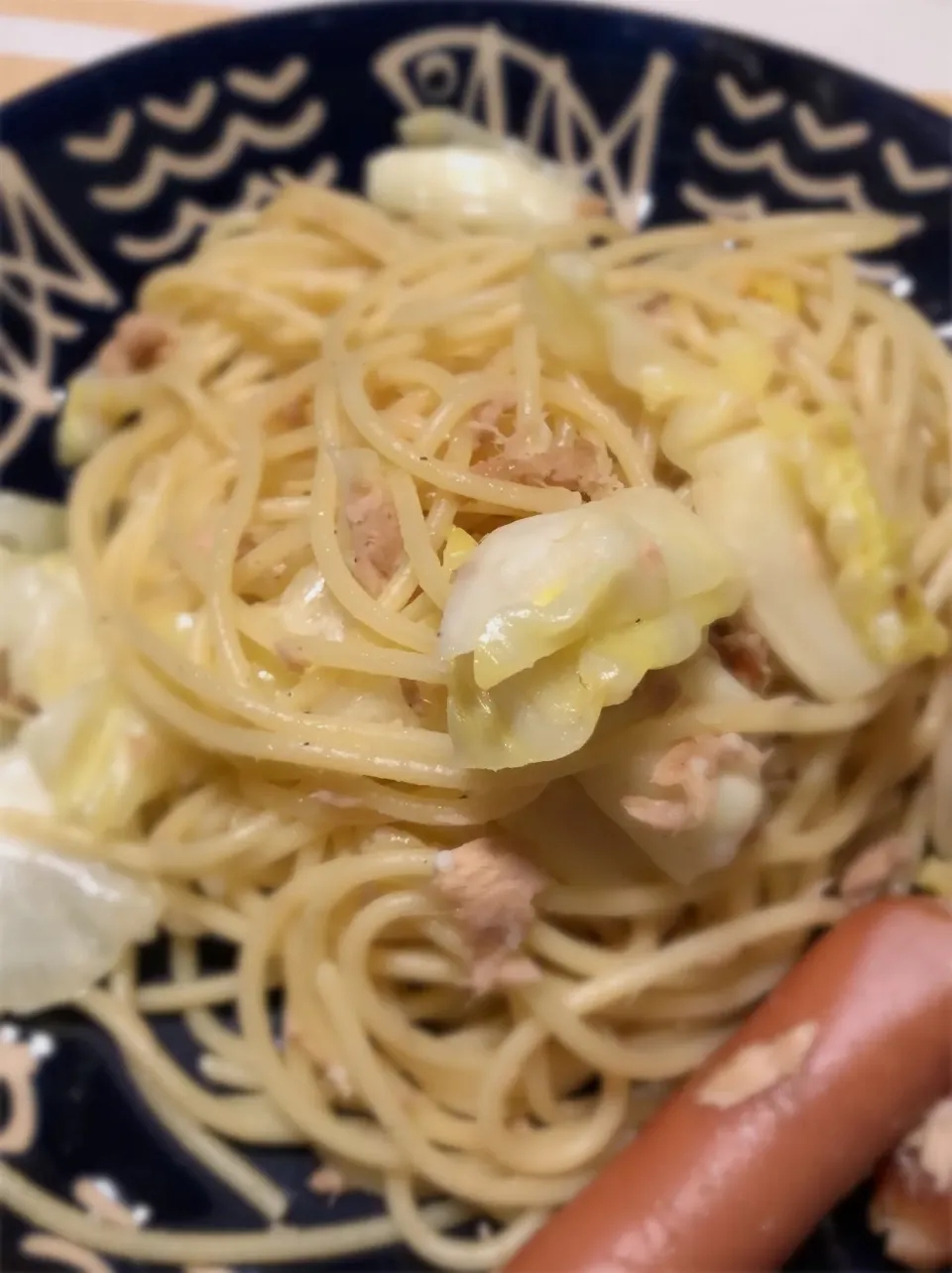 キャベツとツナのコンソメパスタ|がくさん