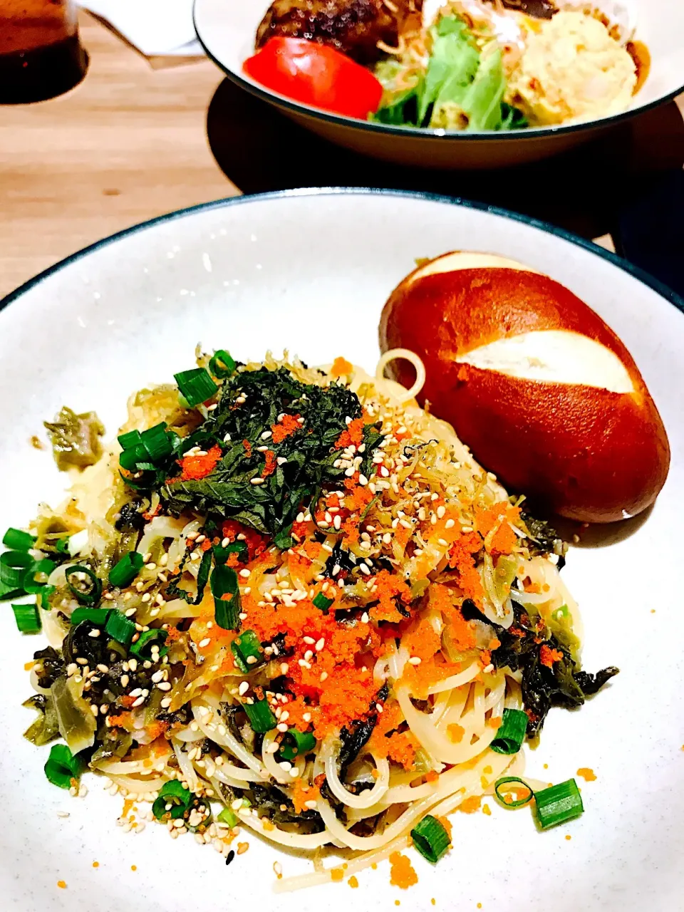 高菜とじゃこ明太子のクリームパスタ|あお♡あおさん