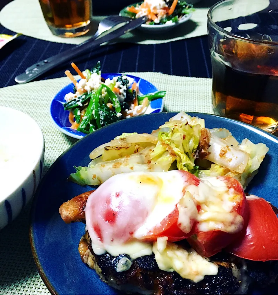 ・とりとトマトのチーズ焼き ・ほうれん草の白和え ・白菜のおかか炒め|ちぐあささん