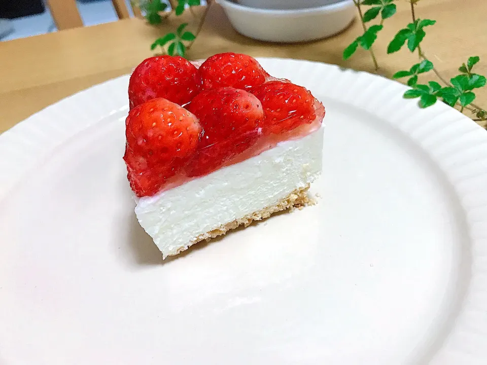 苺のレアチーズケーキ🍓断面バージョン✨|えいぽんさん