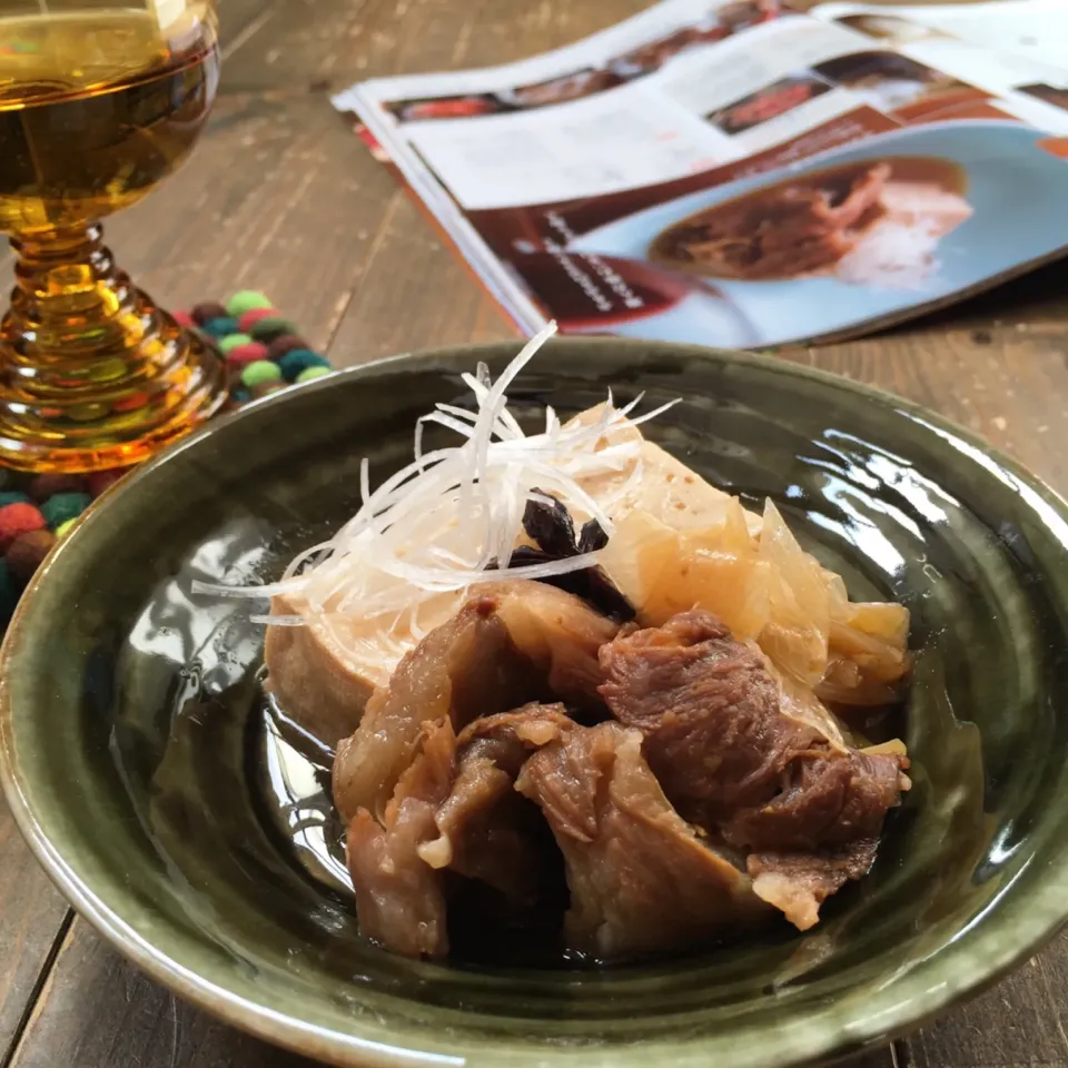 牛すじの肉豆腐とワイン#家飲み部#シャルドネ|七海さん