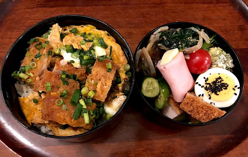 3月19日本日も息子弁当🍱カツ丼🍱ほうれん草ともやしのナムル🥬きゅうりの漬物🥒麻婆茄子🍆蓮根のきんぴら🥘ゆで卵🥚プチトマト🍅チーズハム🧀 #息子弁当  #サーモスランチジャー  #カツ丼弁当  #ほうれん草のナムル  #きゅうりの漬物  #麻婆茄子  #蓮根のきんぴら  #ゆで卵  #プチトマト🍅  #チーズ🧀  #ハ|Yukie  Toriseさん