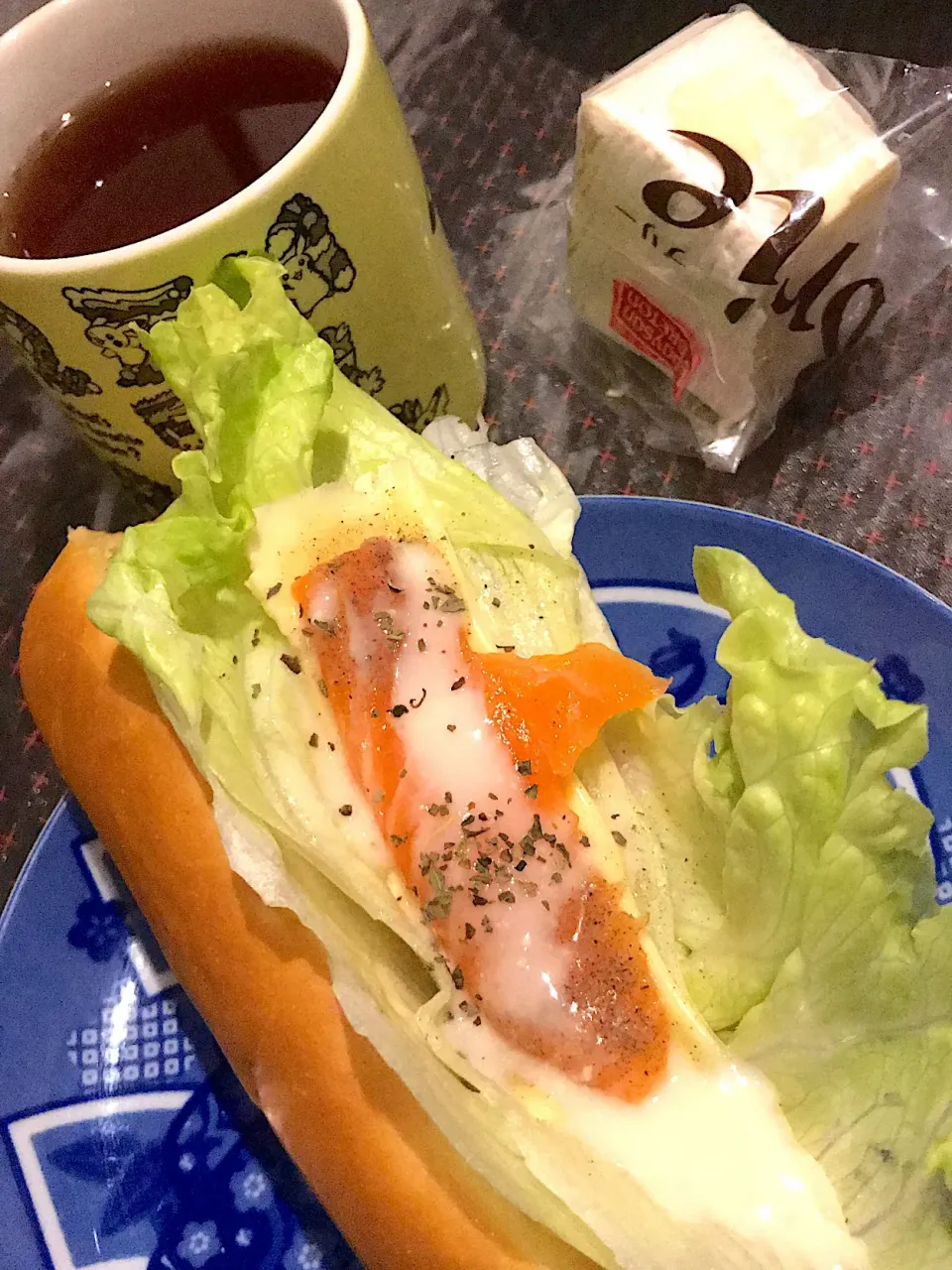 サーモンチーズサンド🥖  イングリッシュ ティー☕️|ch＊K*∀o(^^*)♪さん