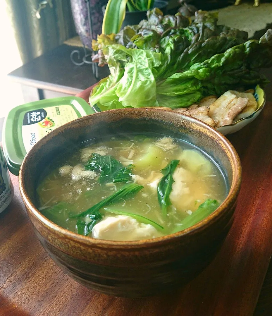 ﾁﾝｹﾞﾝ菜と豆腐 貝柱のとろみ煮|まりおさん