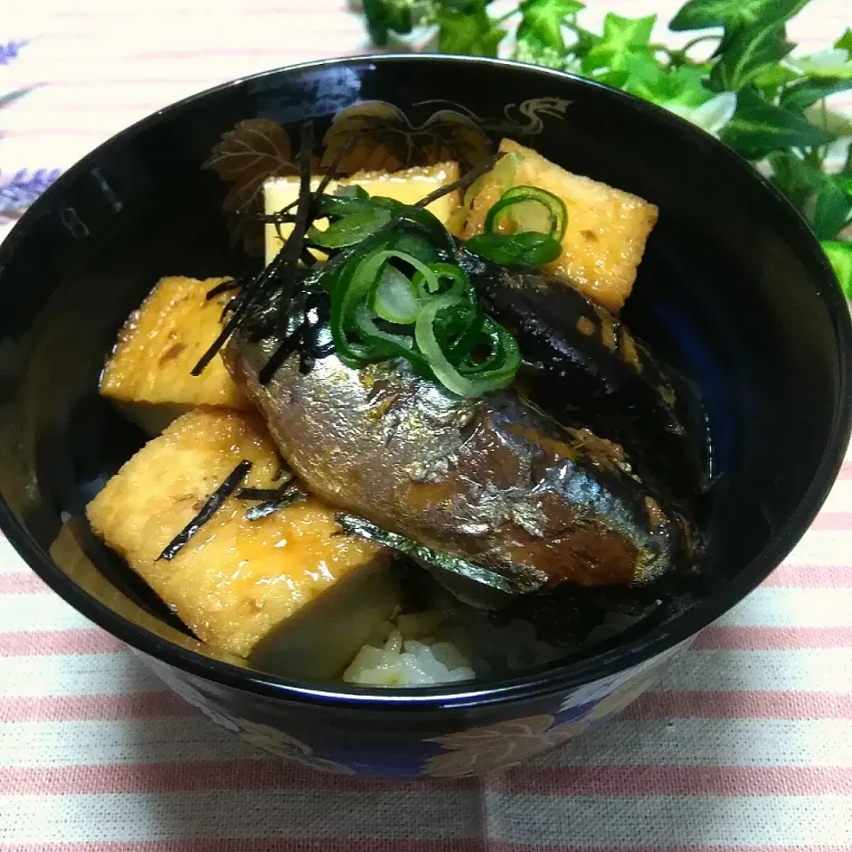 2019/03/20　ぽき。ちゃまのイワシ缶と厚揚げの醤油煮丼💕|ちいたんさん