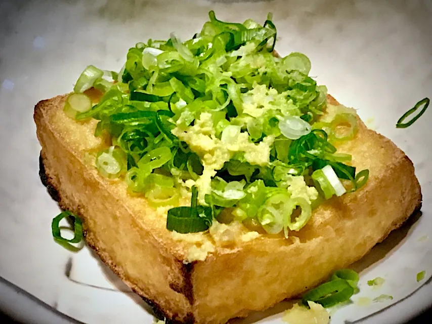 久々の焼き厚揚げ 
#生姜 #青ネギ|mottoさん