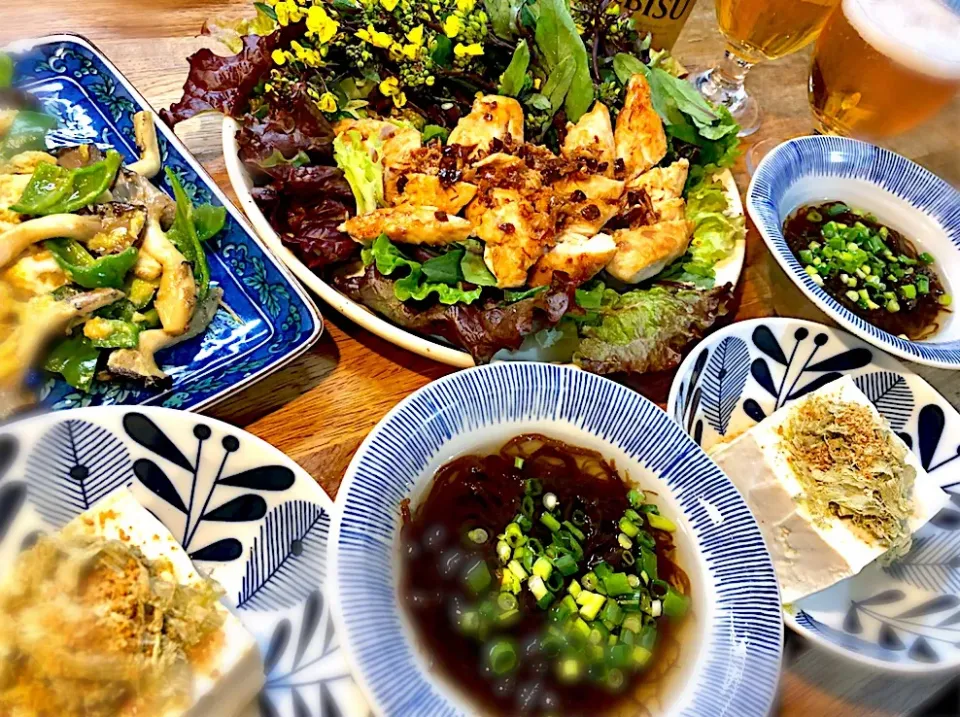 鶏ささみのニンニク醤油ソテーでビール|じゅんさんさん