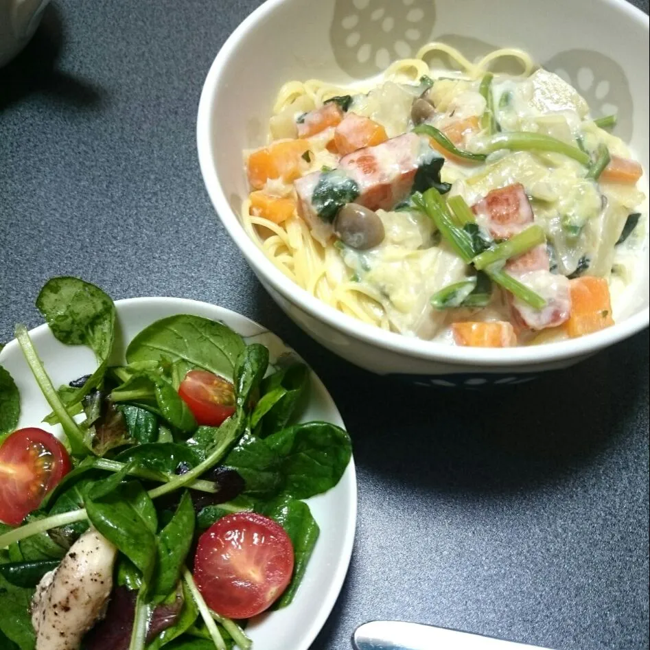 クリームスープスパと香草サラダのランチ|jun(・x・)さん