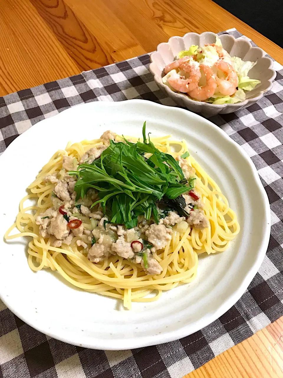 水菜のみそ風味ミートソースパスタ|sayaさん