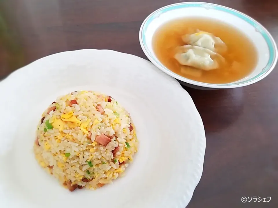 今日の昼ご飯は炒飯と餃子スープだよ(*^^*)|ソラシェフさん