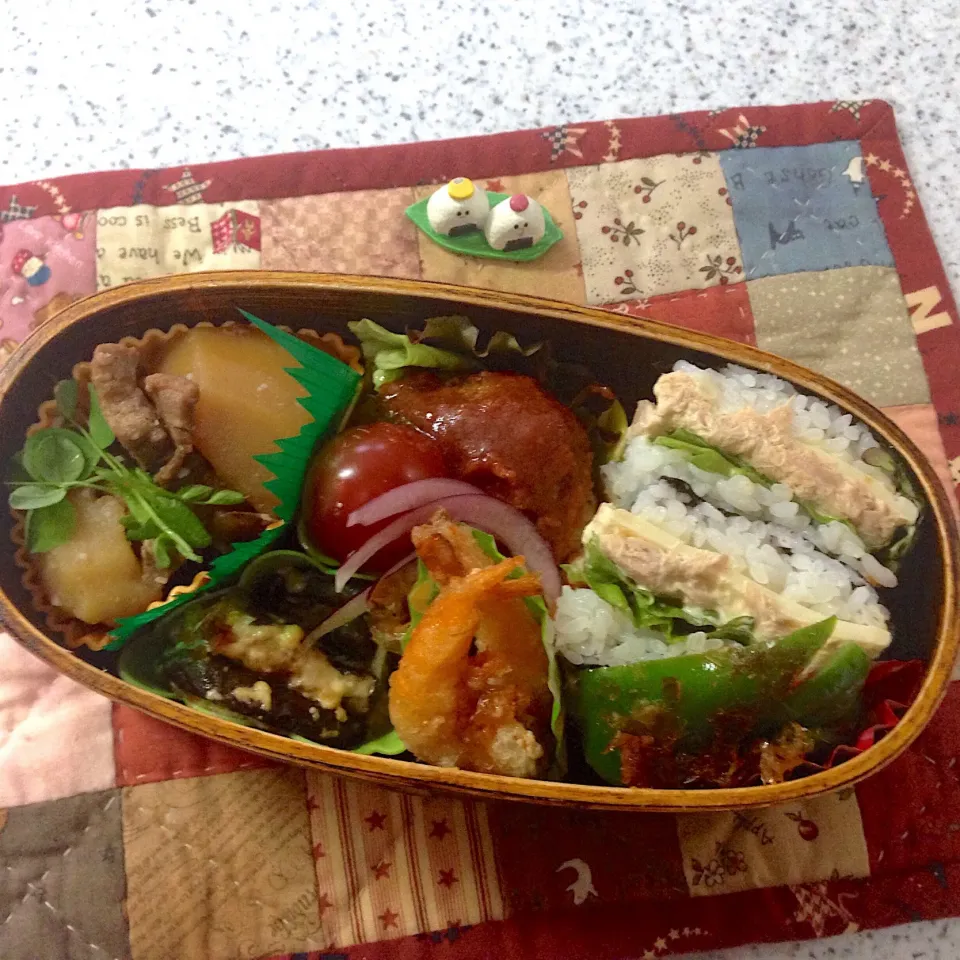 Snapdishの料理写真:今日のお弁当😊 #わっぱ弁当   #夫弁当  #地味弁当|naonaomimichanさん