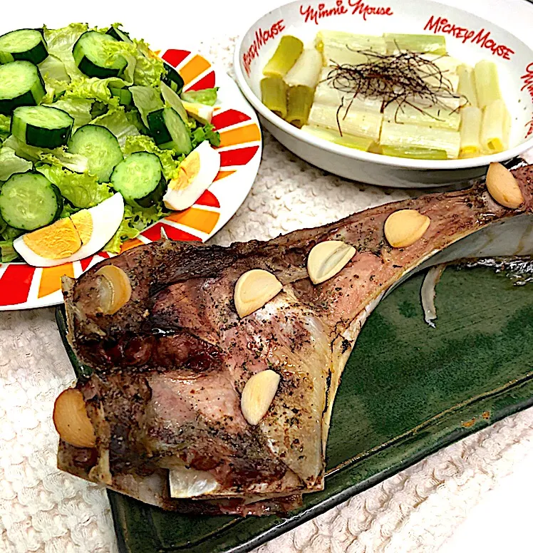 マグロのカマのオーブン焼きとレンチンネギマリネ|marichさん