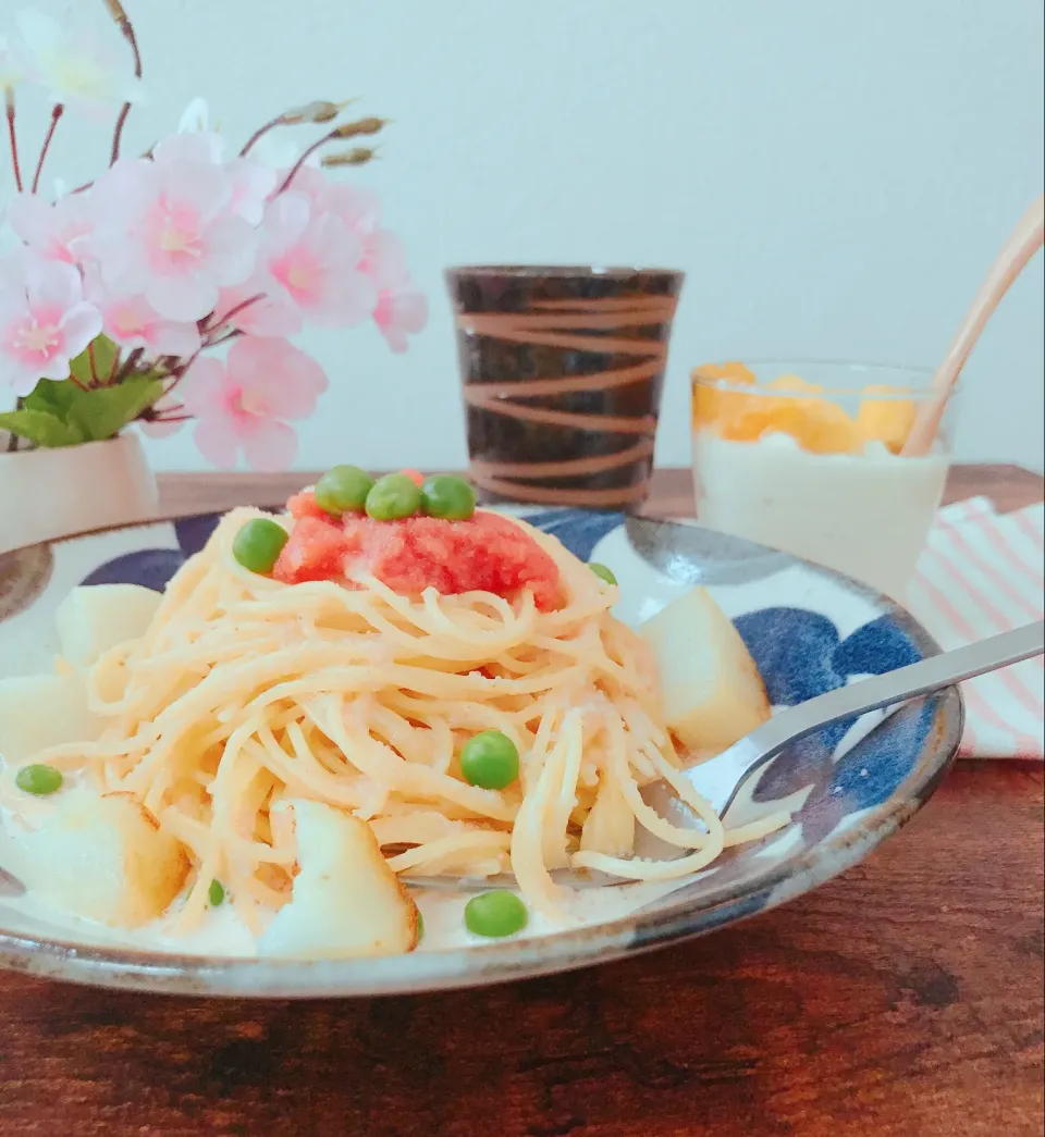 たらこクリームパスタ|はなままさん