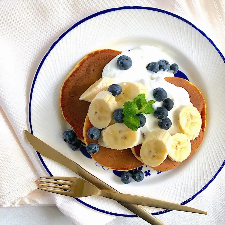 朝ごはんを食べよう🥞大豆粉入りパンケーキで朝ごはん🥞🤤💕|あしゃぱんさん