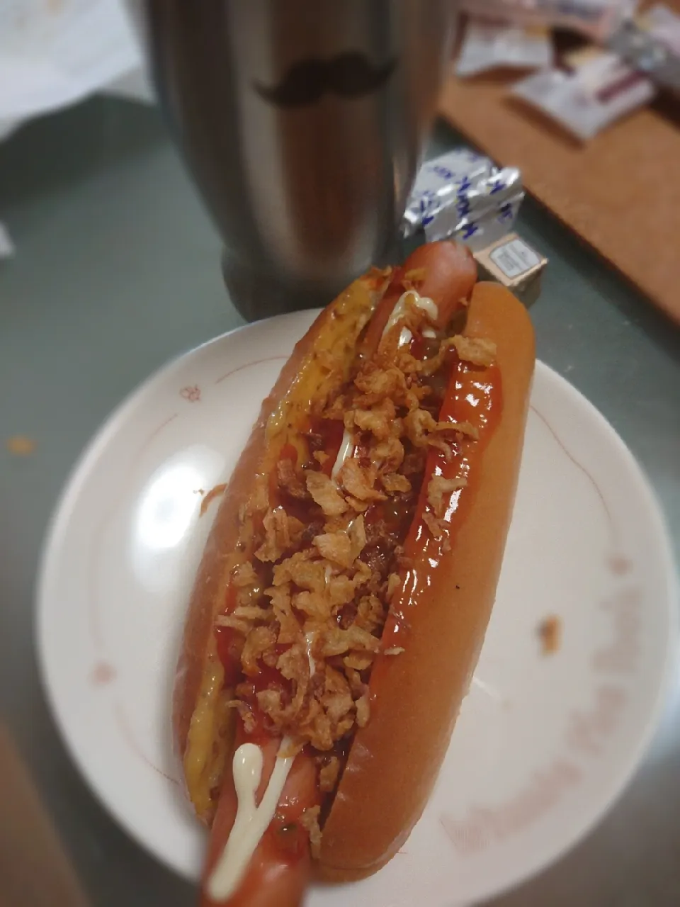 Snapdishの料理写真:Hotdog topping fried Onions|Oderu Michaler Kanekoさん