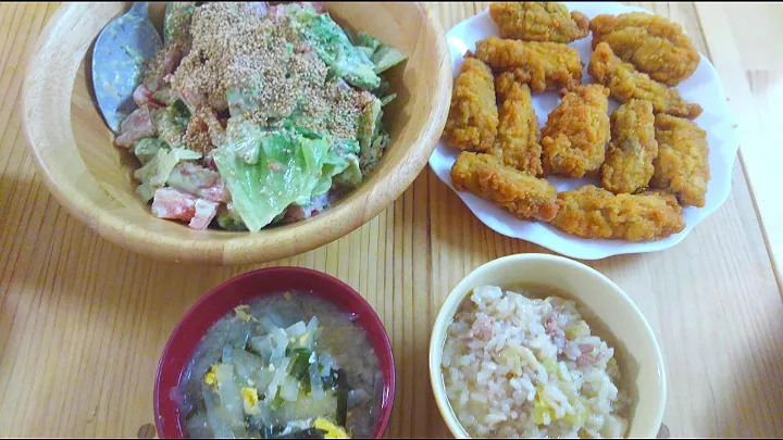 チキン☆サラダ☆味噌汁☆おじや|みぽりんさん