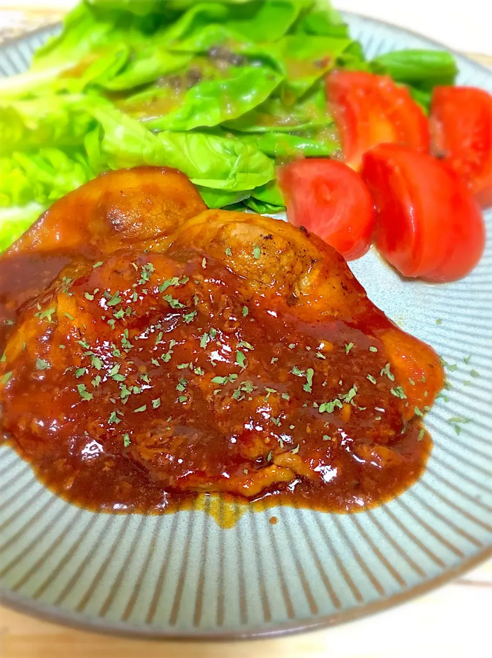 今日の夕飯🍚ポークチャップ|琥珀さん