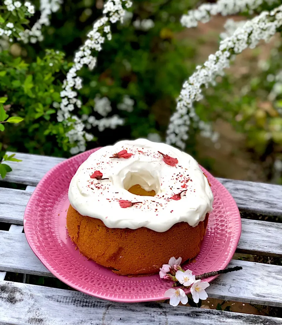 Snapdishの料理写真:桜🌸シフォンケーキ|カタツムリさん