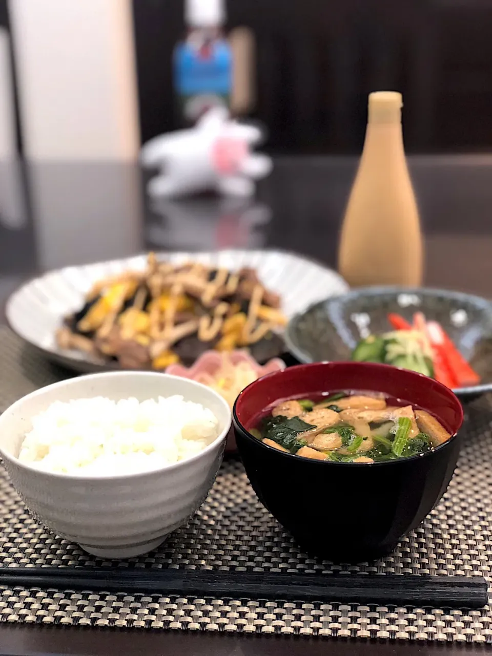 牛肉炒めと酢の物の晩ごはん|ヨッチャンさん