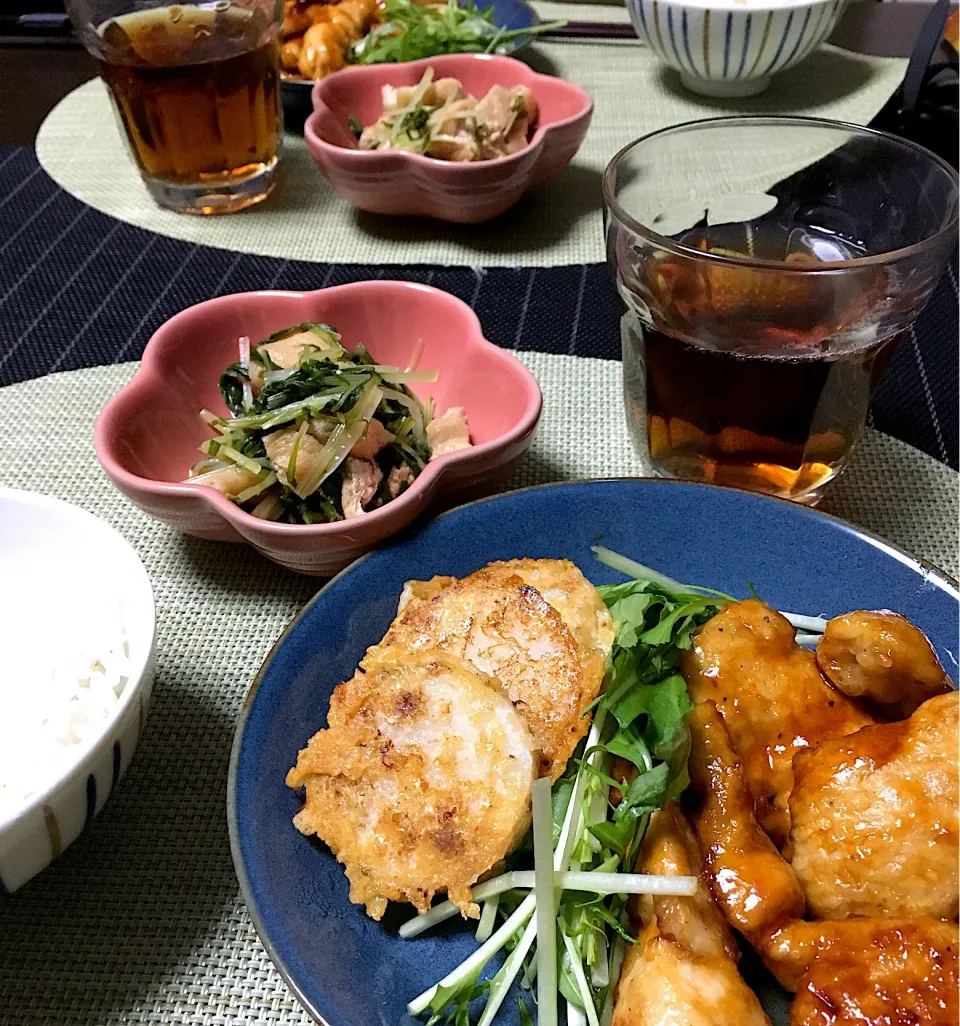 ・むね肉ハニーケチャップチキン
・山芋のチーズ焼き
・水菜と揚げのおひたし|ちぐあささん