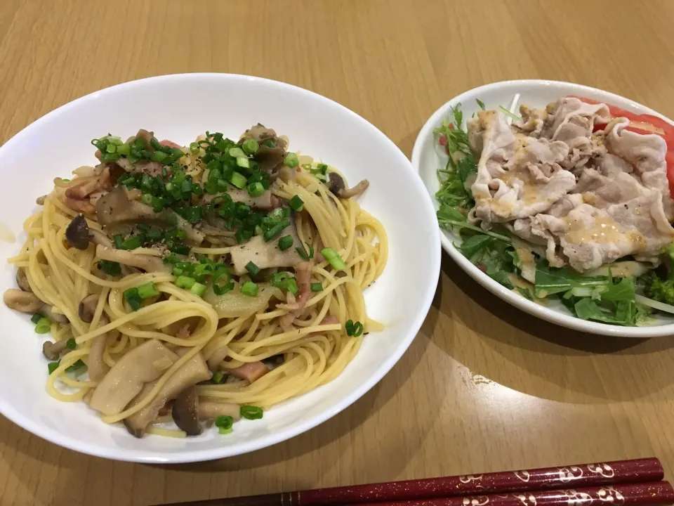 きのことベーコンの和風パスタ
豚ロースの冷しゃぶサラダ|あわちゃんさん