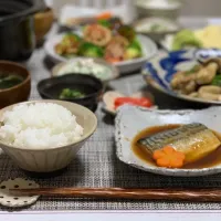 Snapdishの料理写真:鯖の煮付けがメインの今日のご飯🌻|ちなちなさん