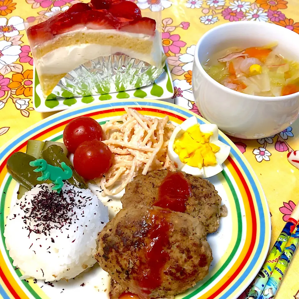 お子様ディナー🍴❣️ withおみやげケーキ🍰|pika nilcoさん