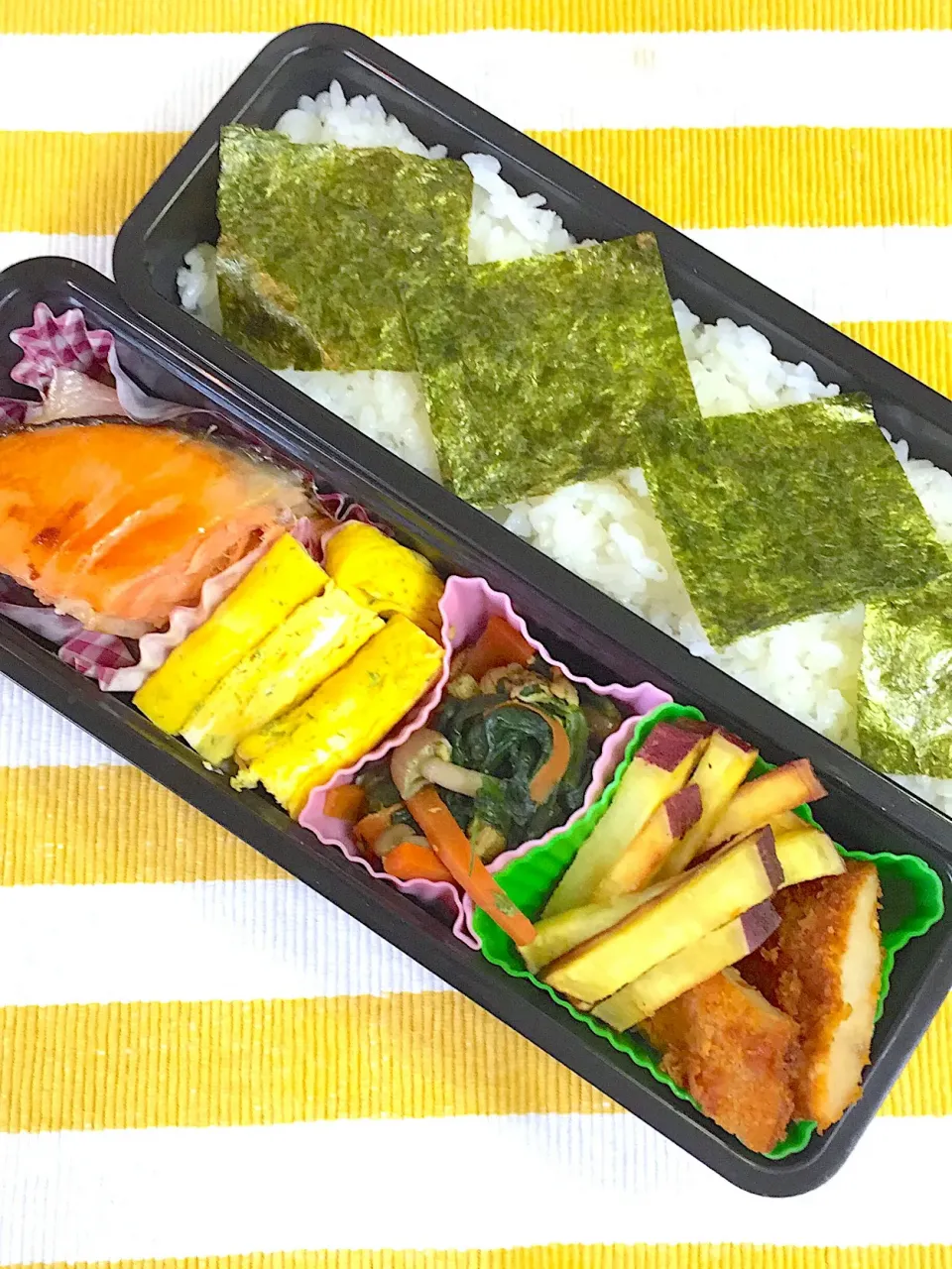 3/29☆しゃけ&チキカツ弁当|ちーさん