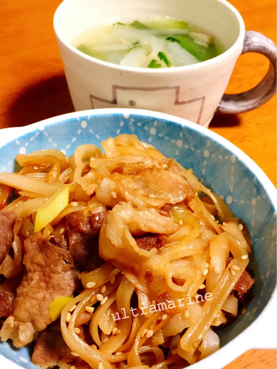 Snapdishの料理写真:＊平春雨で甘辛牛肉麺♪＊|ultramarineさん