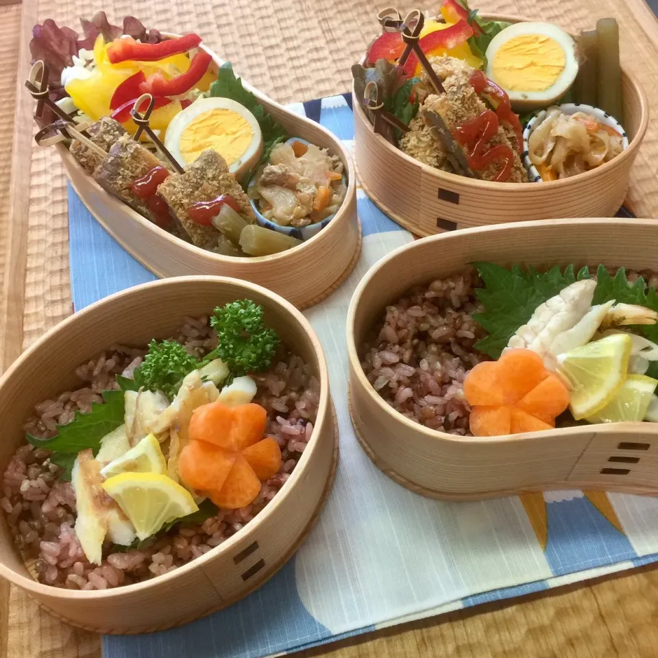 Snapdishの料理写真:🍱３月３１日(日) 今日のお弁当
○ 雑穀米ごはんとムツの干物
○ じゃこカツ
○ 千切りキャベツとパプリカ
○ 切り干し大根
○ ふきの含め煮
○ 黒酢煮たまご
○ サニーレタス・梅人参・大葉・パセリ・レモン|mutsumi☺︎さん