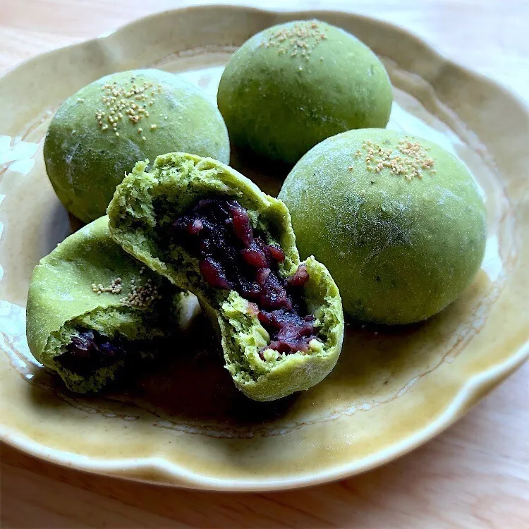 抹茶お豆腐あんパン☺︎二次発酵なし|❁❁❁さん