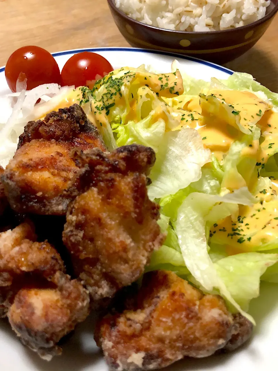 Snapdishの料理写真:醤油麹の鳥唐揚げ #鳥もも肉 #自家製醤油麹 #片栗粉|ミウトおかんさん