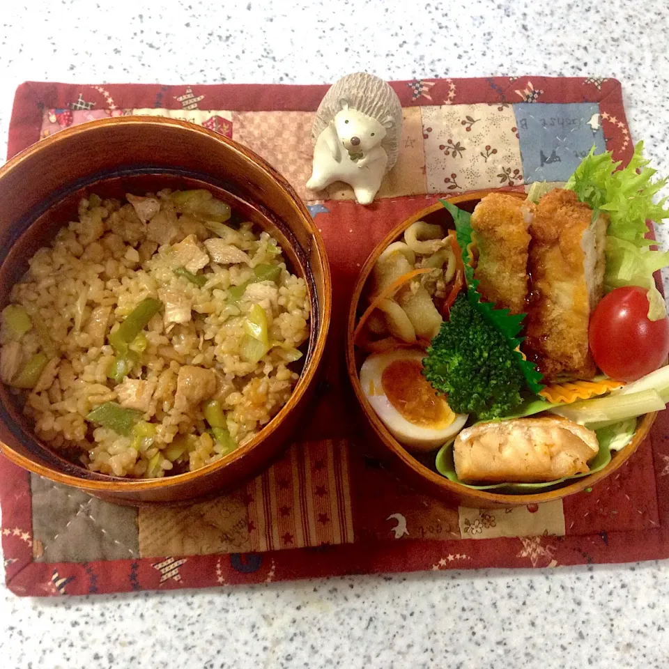 Snapdishの料理写真:先日のお弁当 #わっぱ弁当  #丸弁当  #夫弁当  #地味弁当|naonaomimichanさん