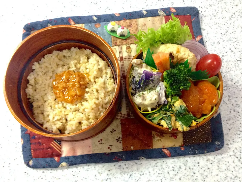 今日のお弁当😊 #わっぱ弁当  #丸弁当  #夫弁当  #地味弁当|naonaomimichanさん