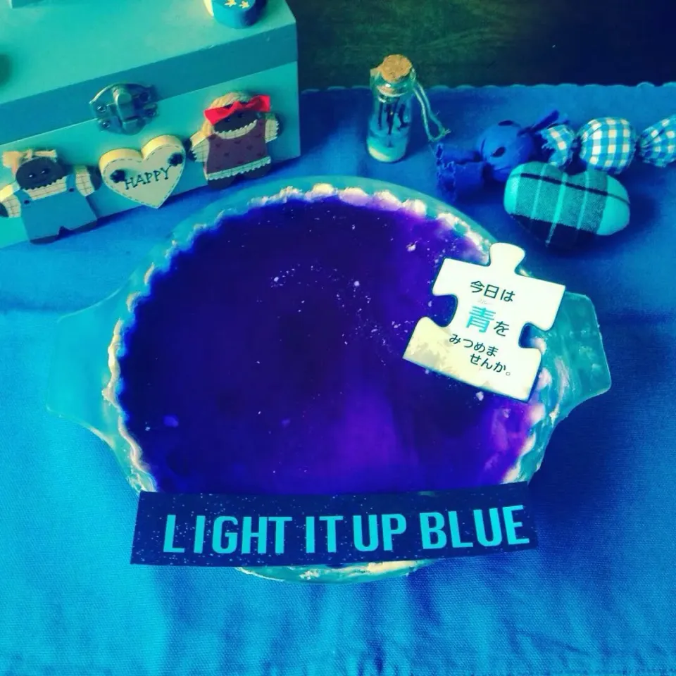 Snapdishの料理写真:Light it up Blue💙バタフライピーチーズケーキ|naonaomimichanさん