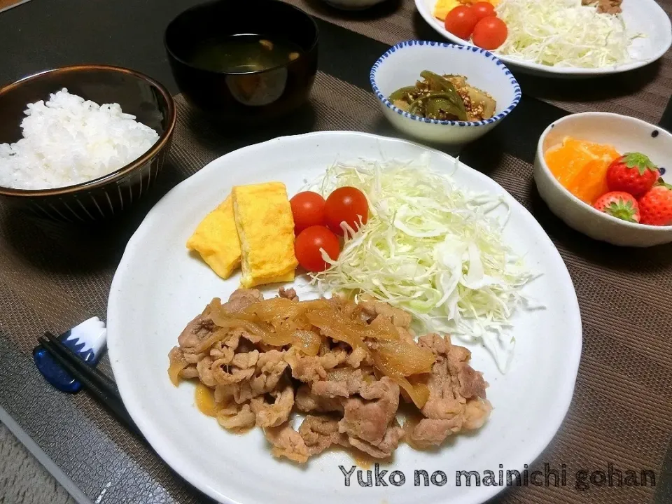 Snapdishの料理写真:夜ご飯～しょうが焼き～|cookinyukoさん