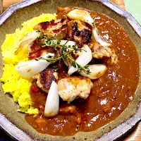 Snapdishの料理写真:チキンと新玉ねぎのスパイシーカレー|yu＿mintさん