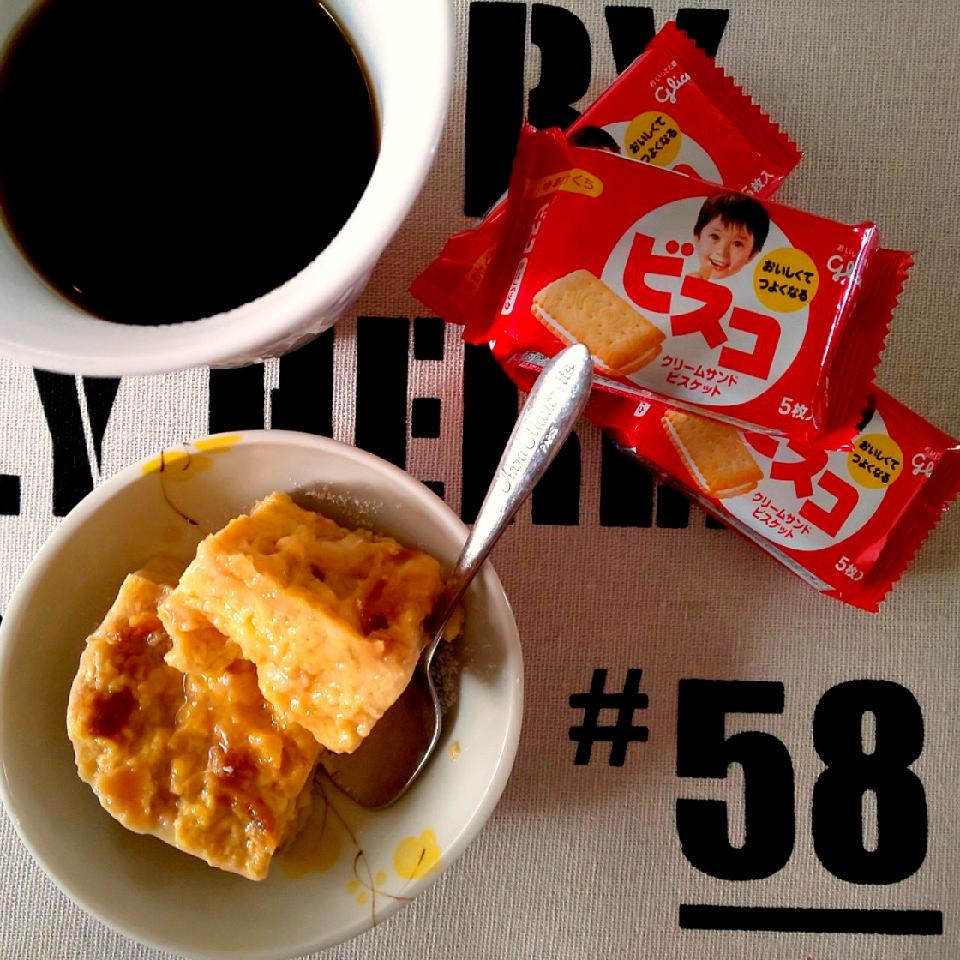 レンジで作れるビスコのプリンケーキ🍮